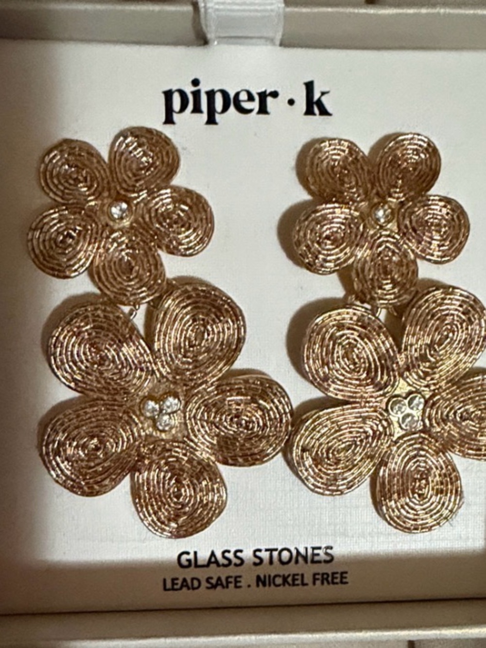 Piper Gold Floral Double Drop Earrings - Gold